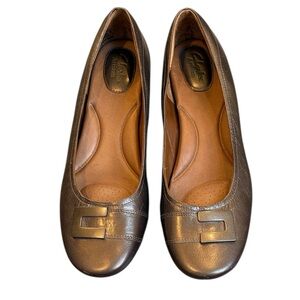 Clarks Artisan Concert Choir Flats Women’s 10N Narrow Bronze Leather Ballet Pump